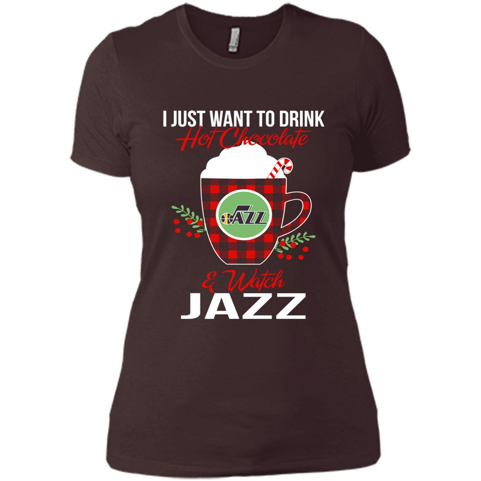 I Just Want To Drink Hot Chocolate & Watch Utah Jazz Ugly Christmas Sweater PINGPONG