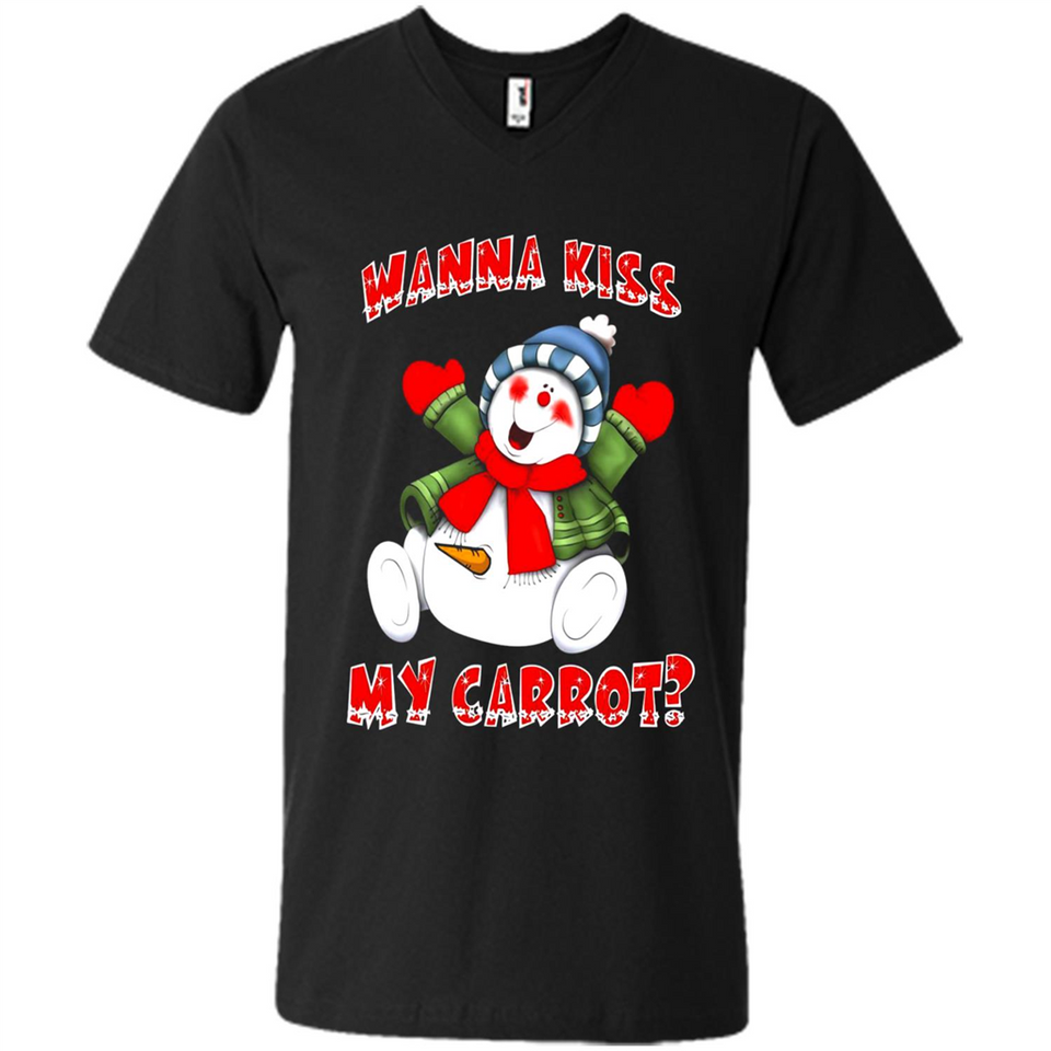 Snowman Wanna Kiss My Carrot Christmas - Men's V-Neck