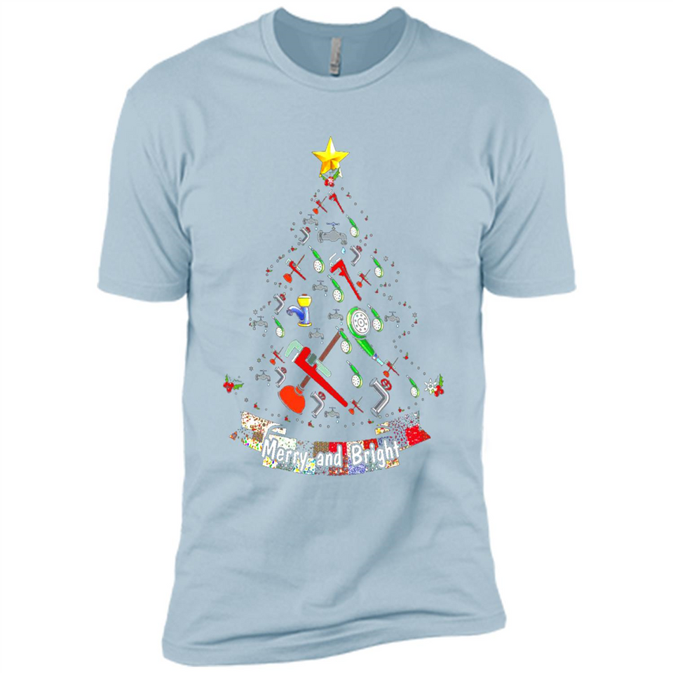 Merry And Bright Plumber Christmas Tree Shirt PINGPONG - Premium Short Sleeve T-Shirt