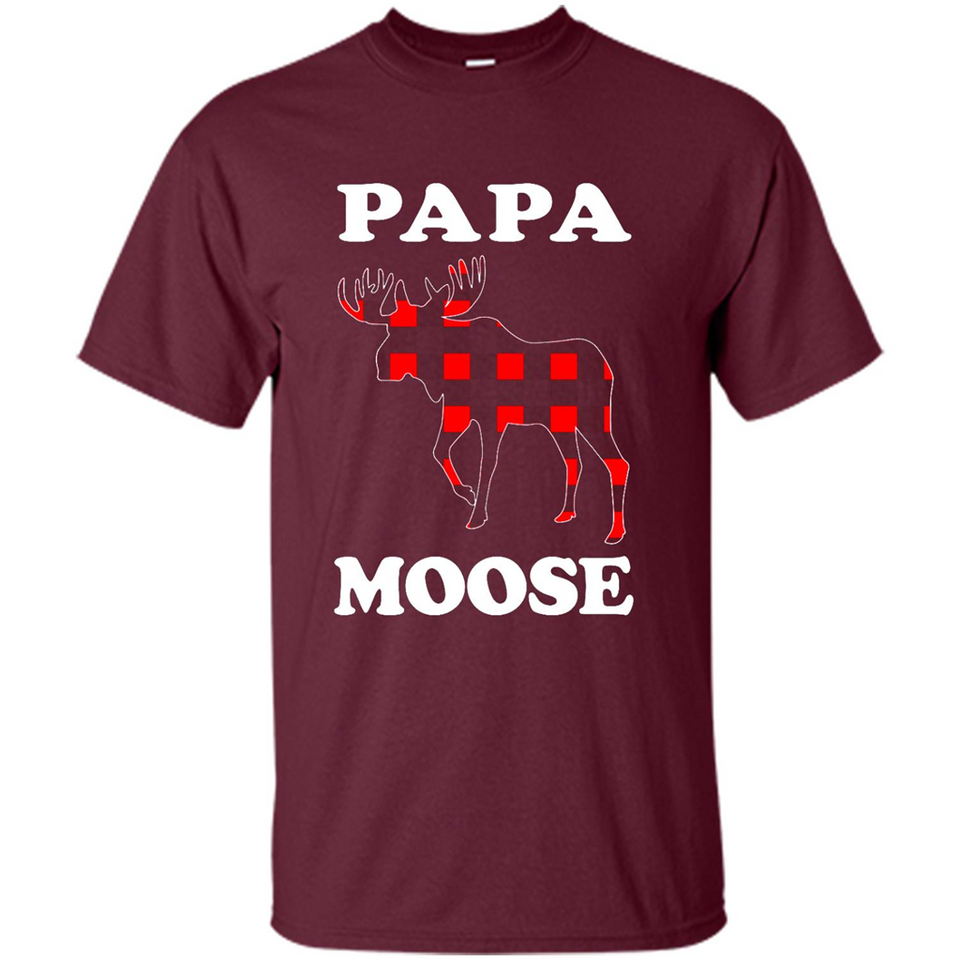 Papa Moose Funny Christmas Plaid Buffalo T-Shirt - Shirt