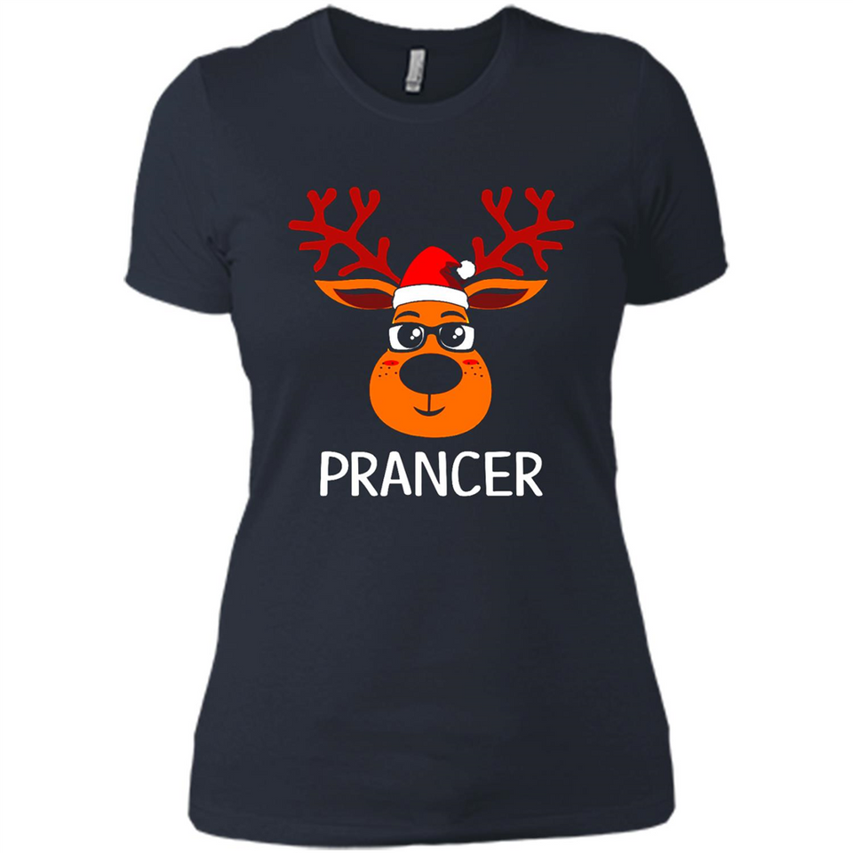 Prancer Reindeer Santa Claus Funny Xmas Holiday T-Shirt - Ladies' Boyfriend T-Shirt