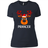 Prancer Reindeer Santa Claus Funny Xmas Holiday T-Shirt - Ladies' Boyfriend T-Shirt