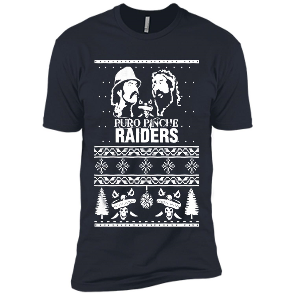 Puro Pinche Raiders Ugly Christmas Sweater - Premium Short Sleeve T-Shirt