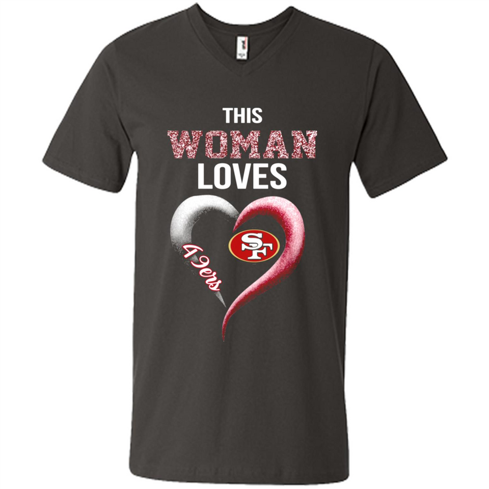 This Woman love 49ers NFL football team - Men's V-Neck
