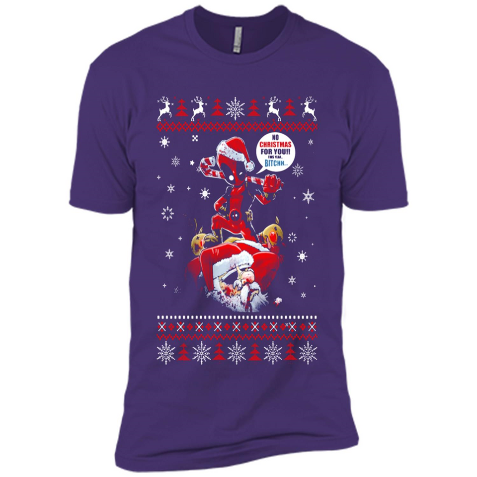 No Christmas for You – Deadpool Santa Claus Ugly Sweater - Premium Short Sleeve T-Shirt