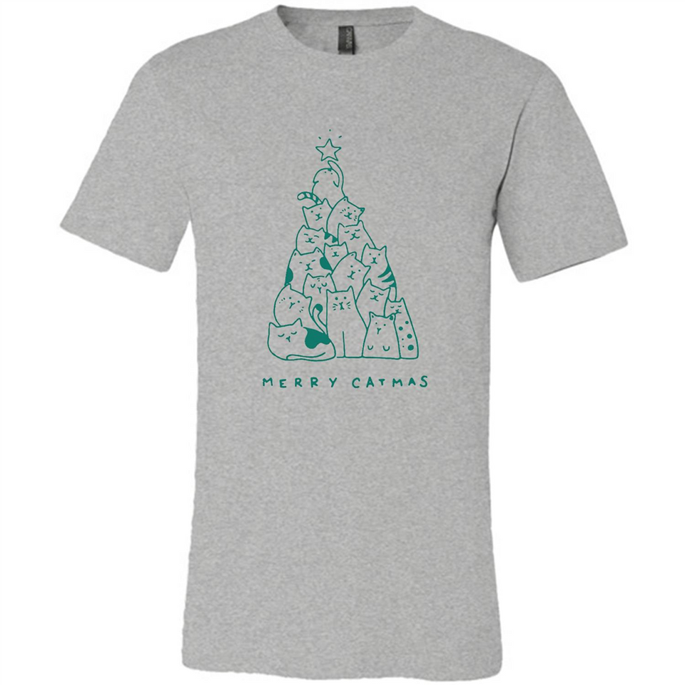 Merry Catmas Funny Cat Christmas Tree Sweatshirt - Canvas Unisex T-Shirt