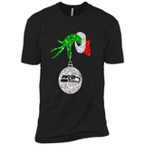 Funny Seattle Seahawks Glitter Grinch Monogram Ornament Christmas Gift - Premium Short Sleeve T-Shirt