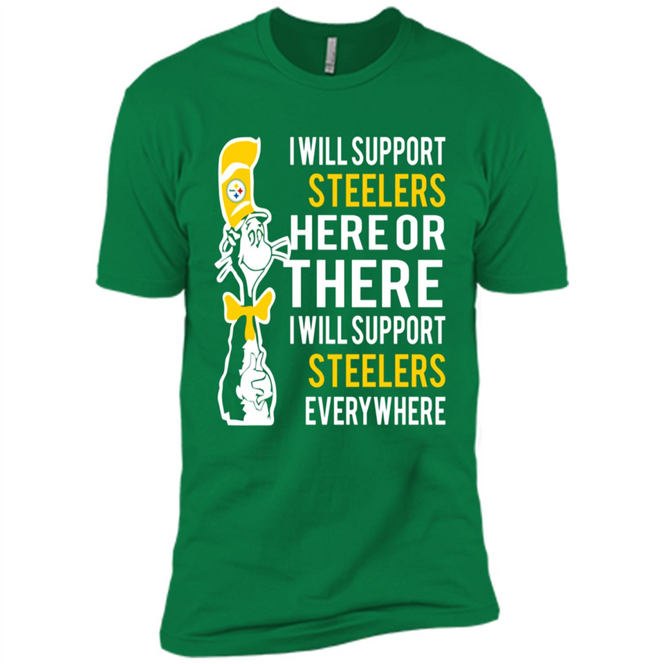 Shirt For Dr Seuss Cat And Pittsburgh Steelers Fans - Premium Short Sleeve T-Shirt