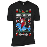 Ugly Christmas Santa Riding Dolphin - Premium Short Sleeve T-Shirt