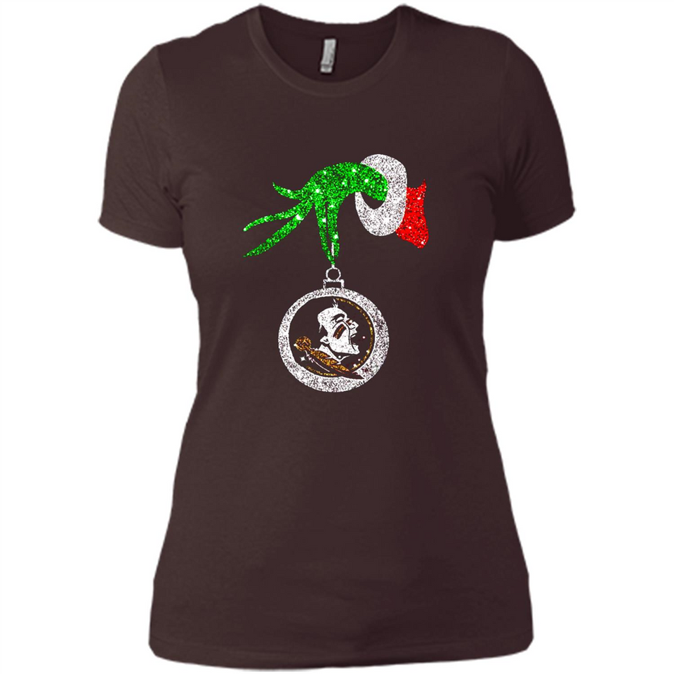 Amazing Florida State Seminoles Glitter Grinch Monogram Ornament Christmas Gift - Ladies' Boyfriend T-Shirt