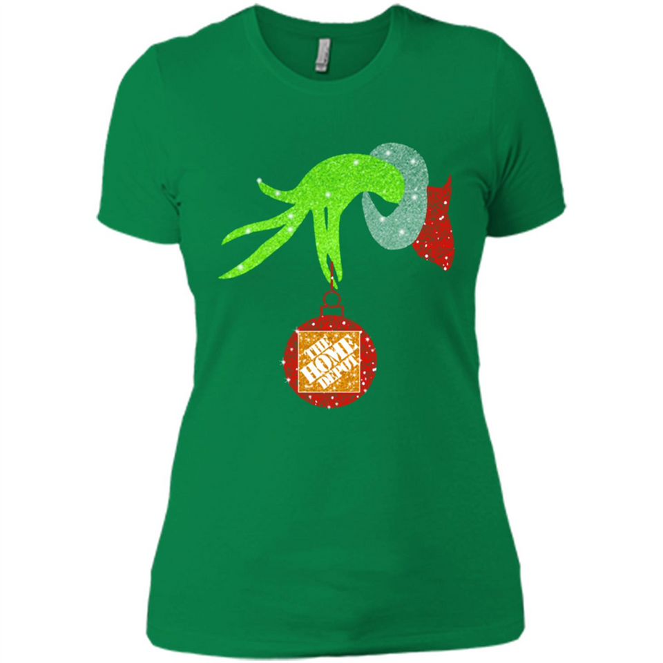 Grinch hand holding Logo HomeDepot Glitter Christmas - Ladies' Boyfriend T-Shirt