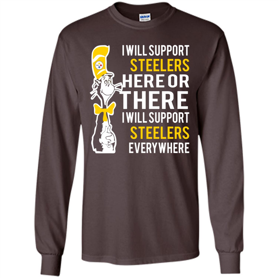 Shirt For Dr Seuss Cat And Pittsburgh Steelers Fans - Long Sleeve T-Shirt
