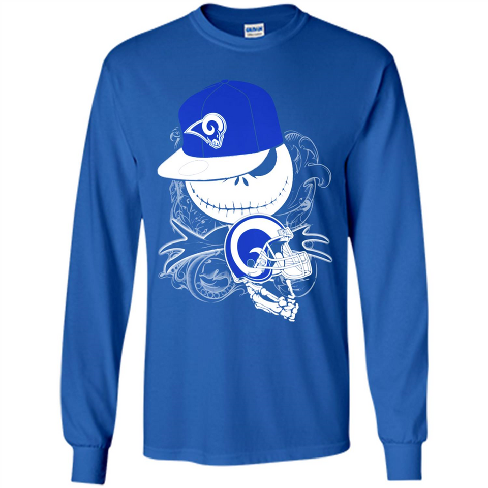 Jack Skellington The Nightmare Before Christmas-Rams Football - Long Sleeve T-Shirt