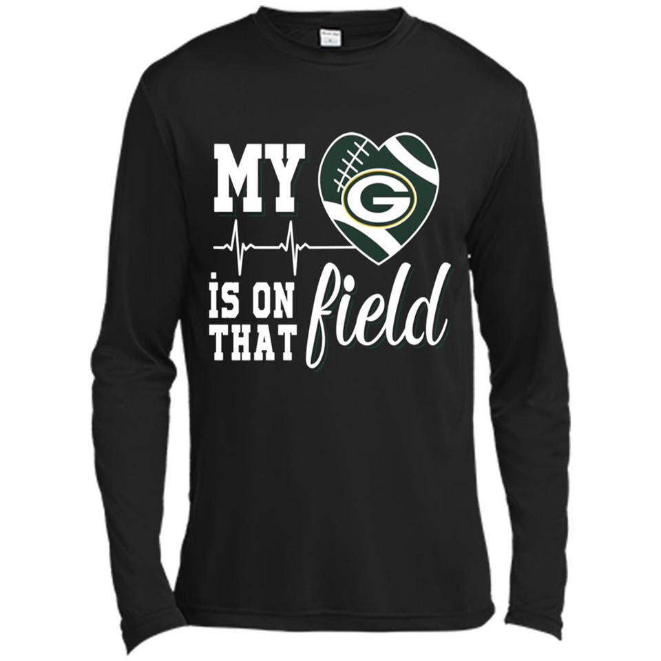 Green Bay Packers Football My Heart is on that Field - Canvas Long Sleeve T-Shirt