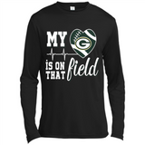 Green Bay Packers Football My Heart is on that Field - Canvas Long Sleeve T-Shirt