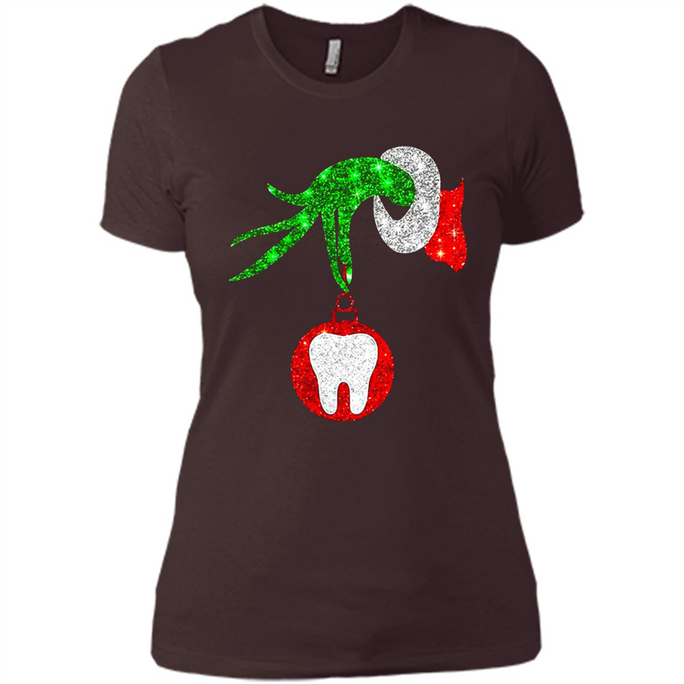 Christmas Nurse Grinch hand holding clinic dental ornament - Ladies' Boyfriend T-Shirt