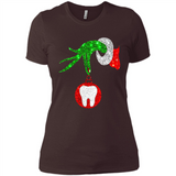 Christmas Nurse Grinch hand holding clinic dental ornament - Ladies' Boyfriend T-Shirt