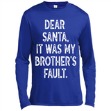 Christmas Shirt - Dear Santa It Was My Brother's Fault - Canvas Long Sleeve T-Shirt