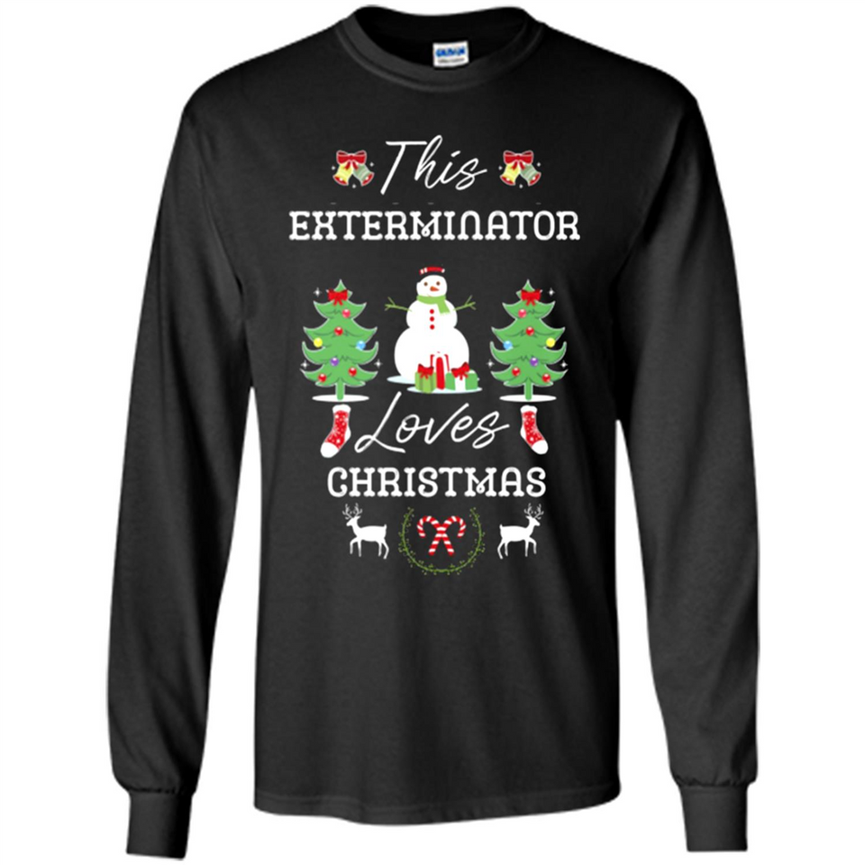 This Exterminator Loves Christmas Tree Shirt with Snowman