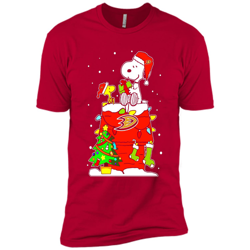 Anaheim Ducks Snoopy Ugly Christmas Sweaters - Sao chép - Premium Short Sleeve T-Shirt