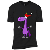 Funny Christmas Unicorn in Santa Hat - Premium Short Sleeve T-Shirt
