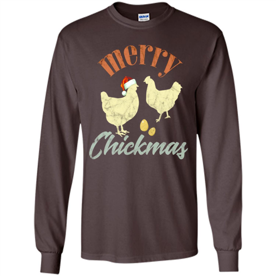 Christmas Chicken Vintage Shirt Funny Santa Hen Farmer Lover - Long Sleeve T-Shirt