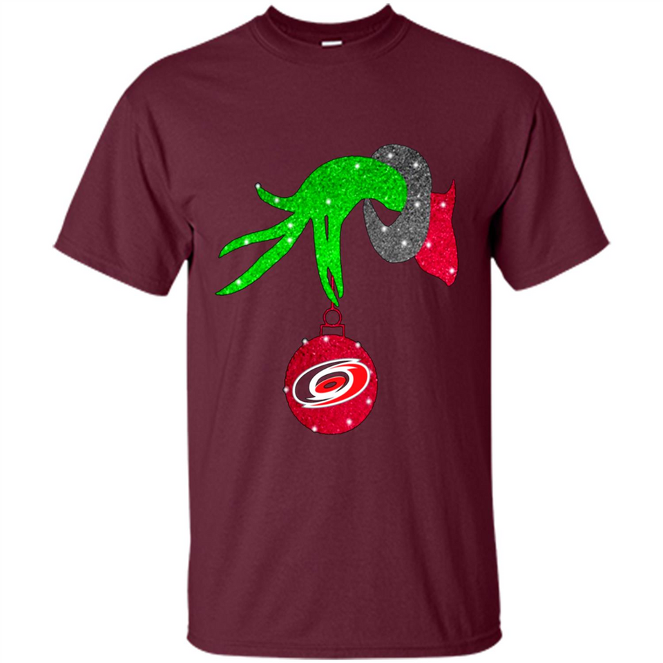 GRINCH HAND HOLDING CAROLINA HURRICANES GLITTER CHRISTMAS PINGPONG