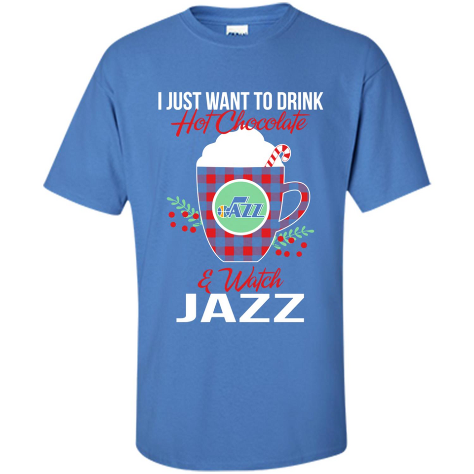I Just Want To Drink Hot Chocolate & Watch Utah Jazz Ugly Christmas Sweater PINGPONG