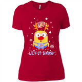 Minion Anaheim Ducks Ugly Christmas Sweater Let it Snow - Ladies' Boyfriend T-Shirt