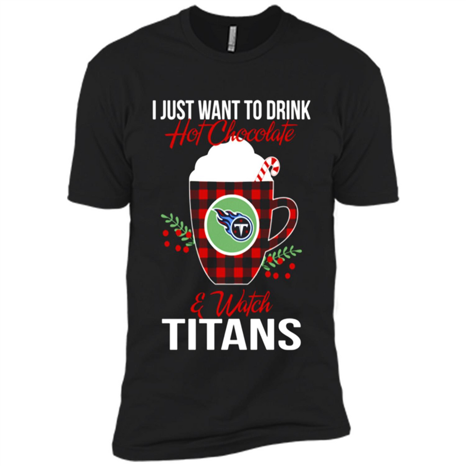 I Just Want To Drink Hot Chocolate & Watch Tennessee Titans Ugly Christmas Sweater PINGPONG