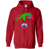GRINCH HAND HOLDING EDMONTON OILERS GLITTER CHRISTMAS PINGPONG