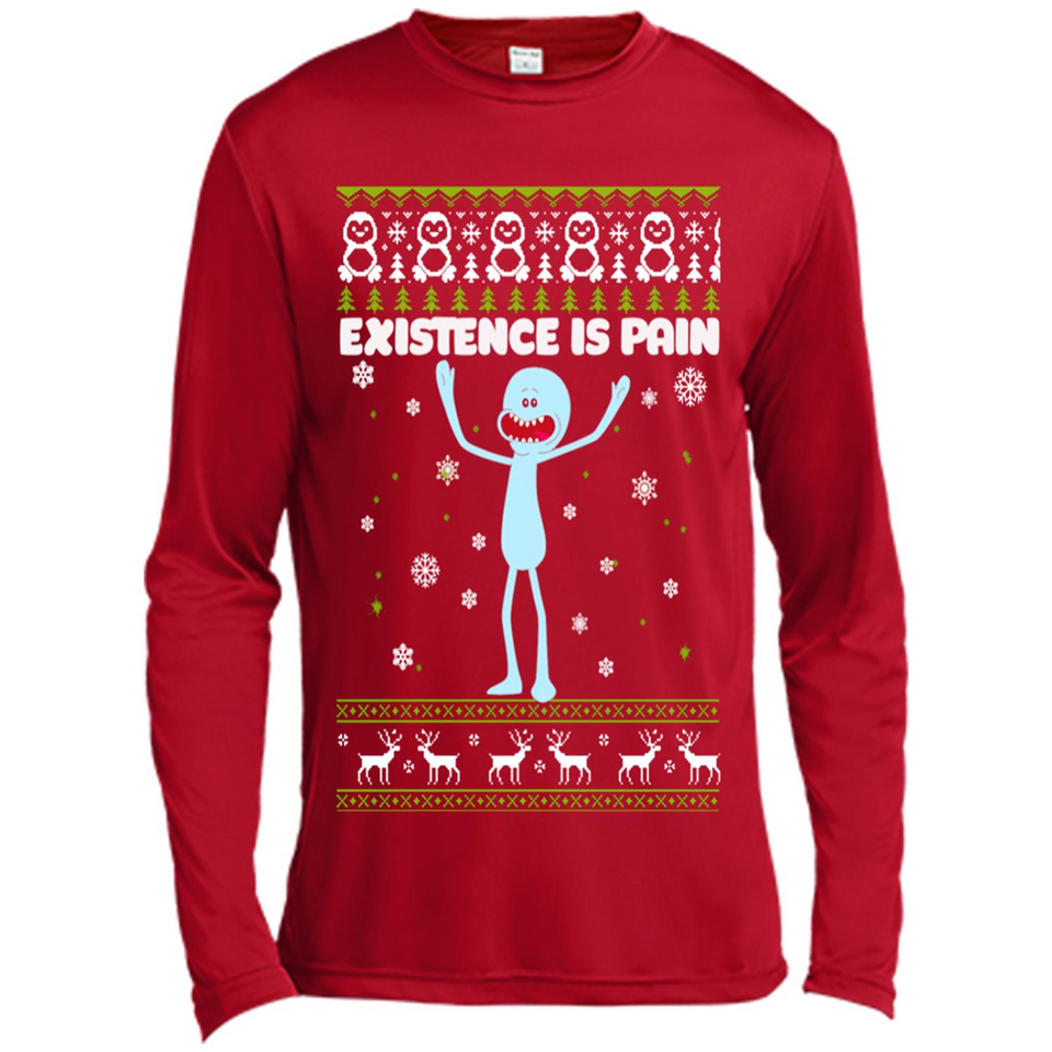 Mr Meeseeks Xistence Is Pain Ugly Christmas - Canvas Long Sleeve T-Shirt