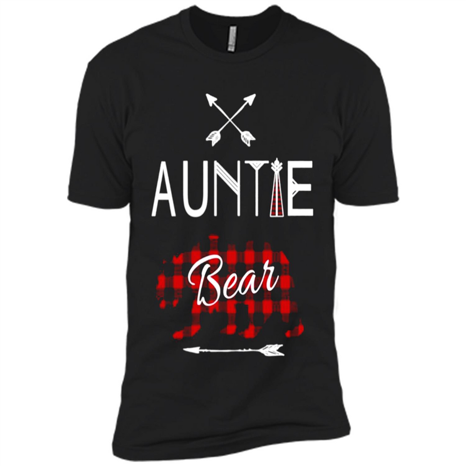 Aunt Shirt Buffalo Plaid Family Camp Bear Tee - Premium Short Sleeve T-Shirt