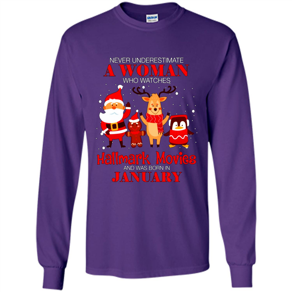 Never Underestimate A January Woman Watches Hallmark Movies Sweatshirt PINGPONG