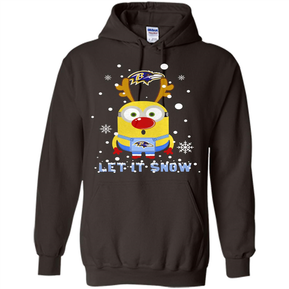 Minion Baltimore Ravens Ugly Christmas Sweater Let it Snow - Hoodie