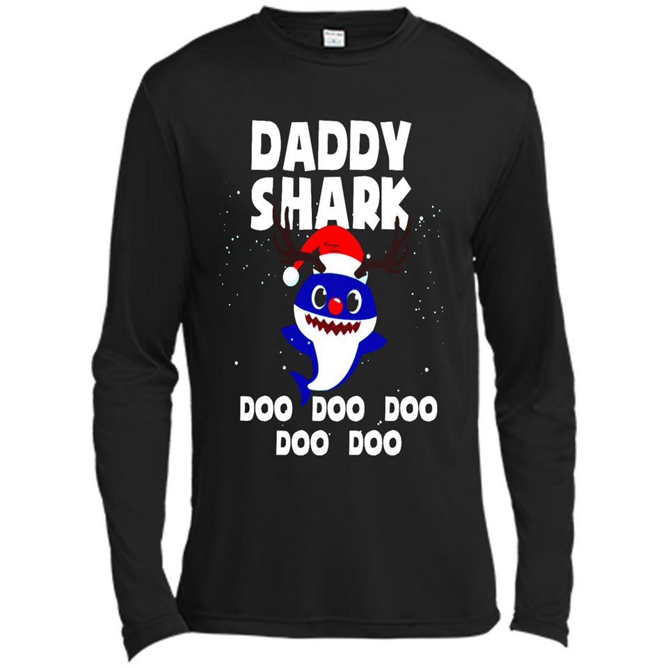 Daddy Shark Costume Reindeer Funny Christmas T-Shirt - Canvas Long Sleeve T-Shirt