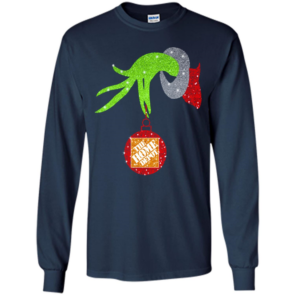 Grinch hand holding Logo HomeDepot Glitter Christmas - Long Sleeve T-Shirt