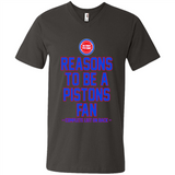 Reasons to be a Detroit Pistons Fan Complete List on Back - Men's V-Neck