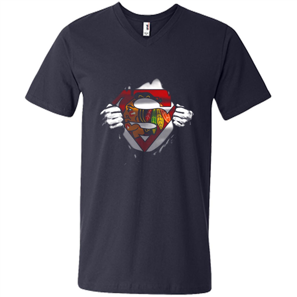 Chicago Blackhawks And Superman Fans - Men's V-Neck