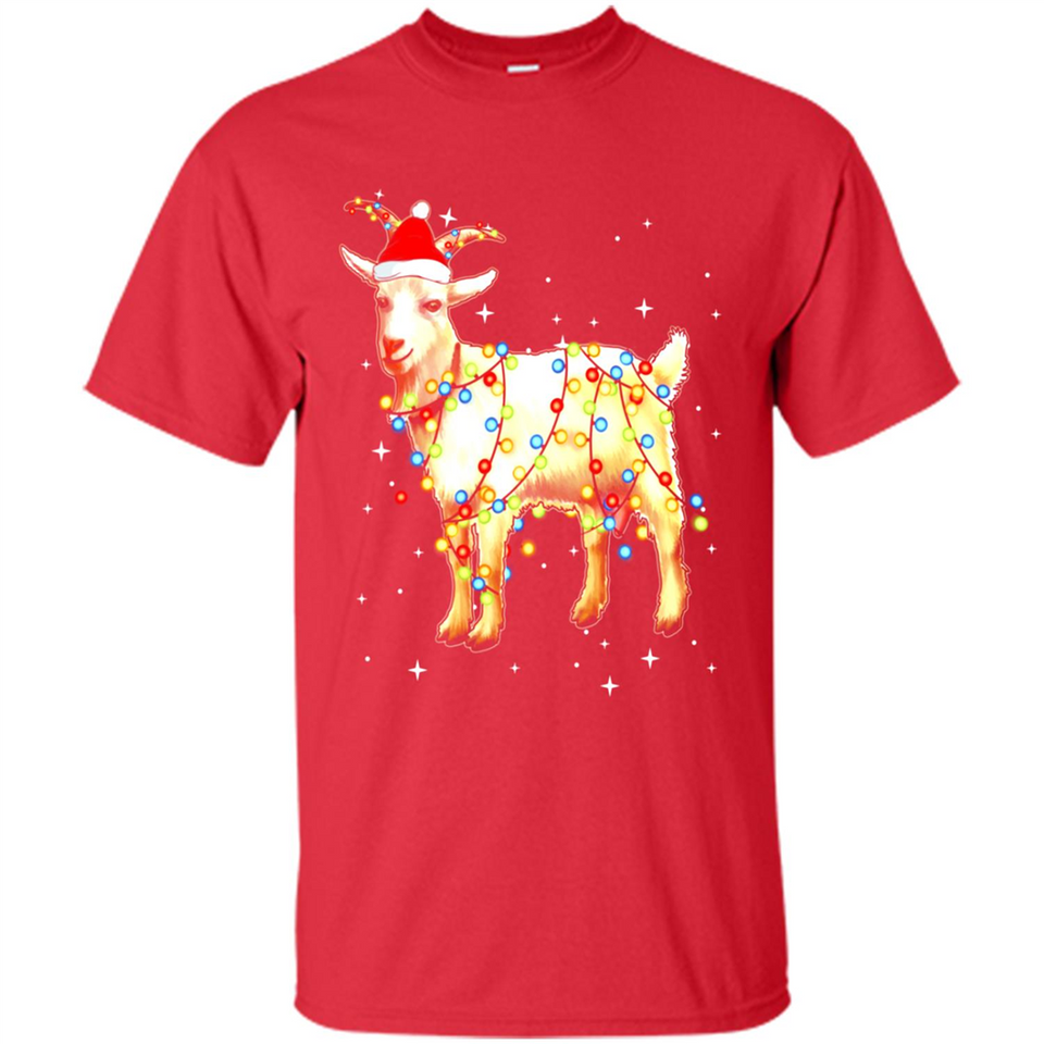 Christmas Lights Goat Wearing Santa Hat Funny Xmas - Shirt