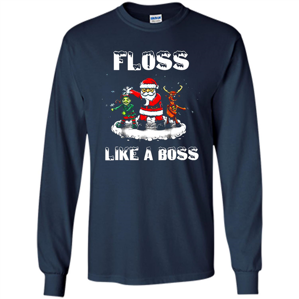 Floss Like A Boss Santa Flossing Dance Funny - Long Sleeve T-Shirt