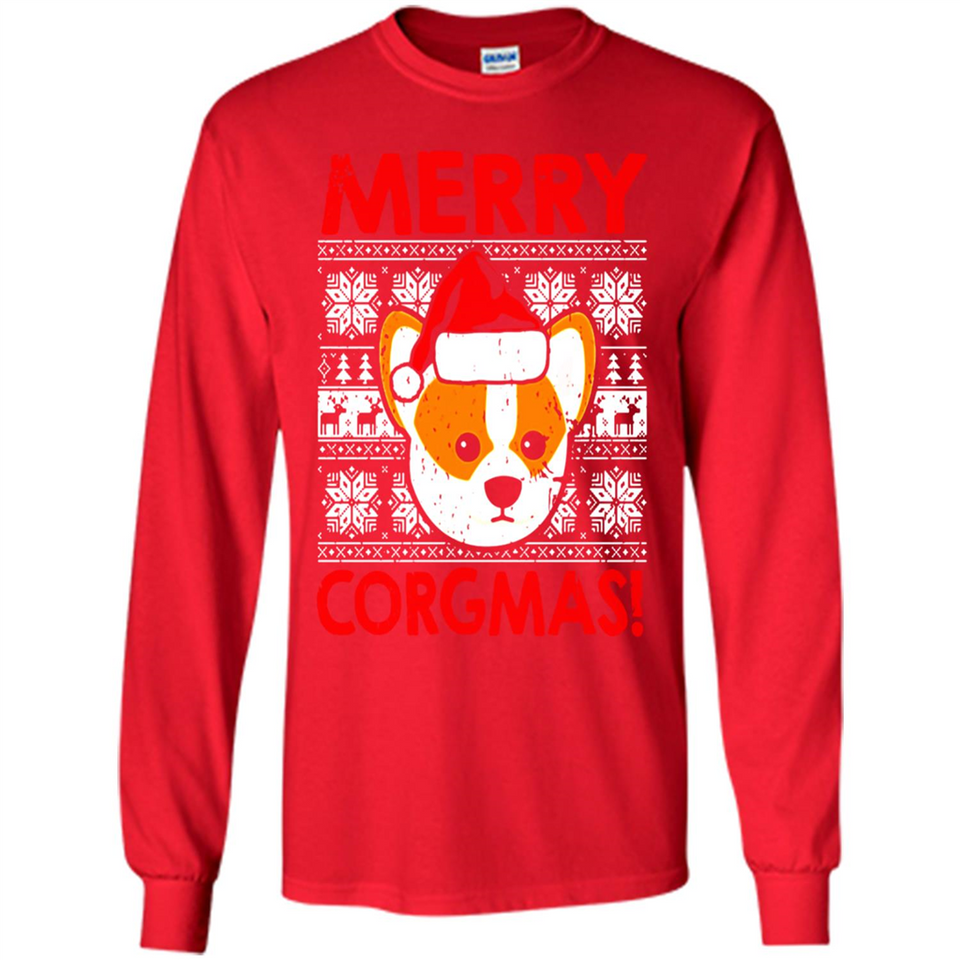 Funny Christmas Santa Corgi Dog Merry Corgmas - Long Sleeve T-Shirt