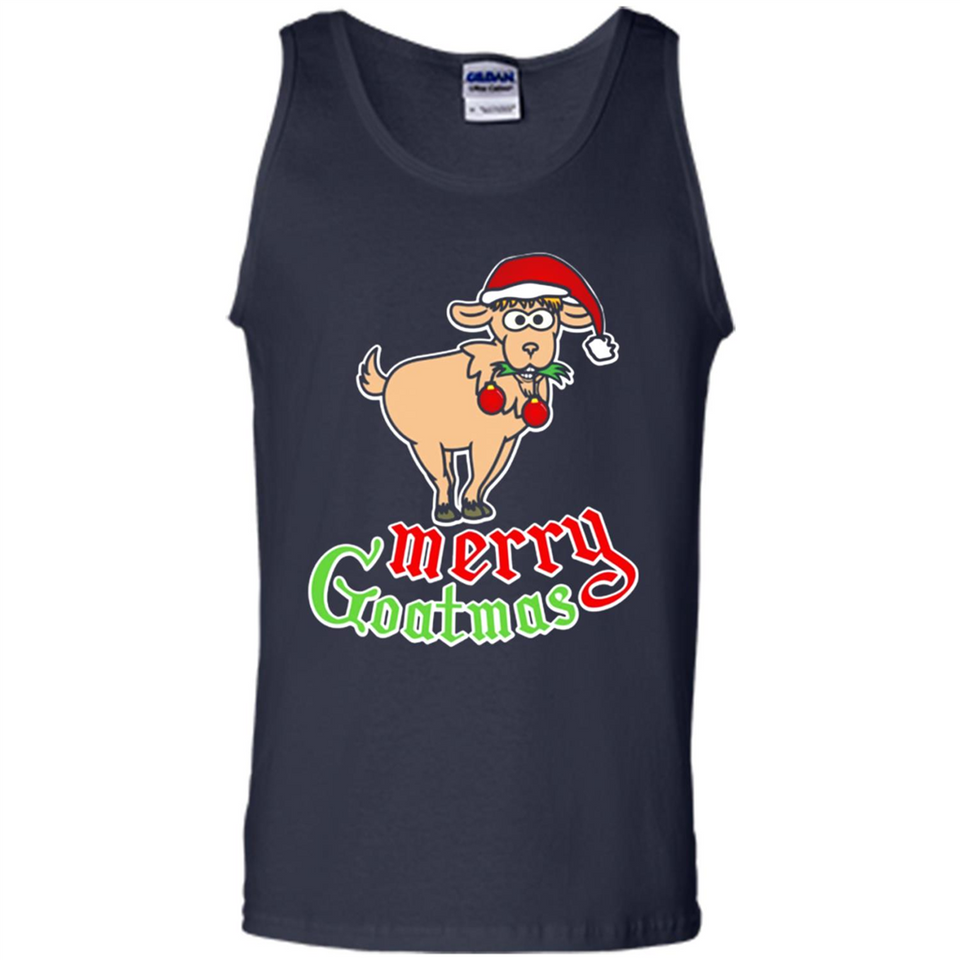 Christmas Merry Goatmas Goat Shirt Santa Hat - Tank Top