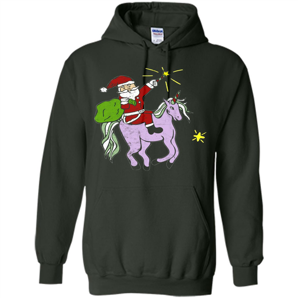 Distressed Retro Santa Riding Unicorn - Hoodie