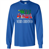 Firetruck Santa Sleigh Merry Christmas Firefighter - Long Sleeve T-Shirt