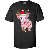 Christmas Lights Pig Wearing Santa Hat Funny Xmas - Shirt