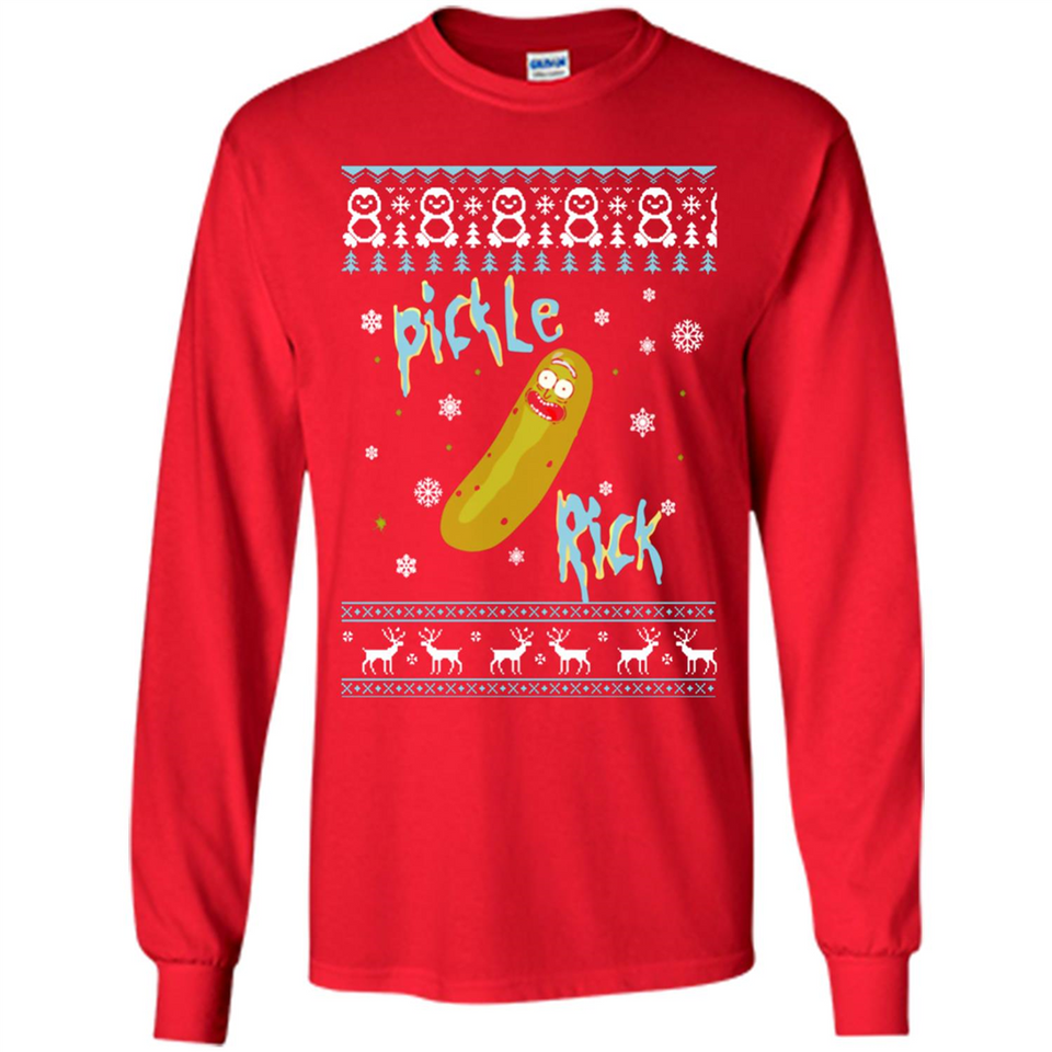 Rick and Morty Pickle Rick Ugly Christmas Sweater - Long Sleeve T-Shirt