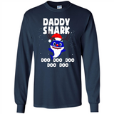 Daddy Shark Costume Reindeer Funny Christmas T-Shirt - Long Sleeve T-Shirt