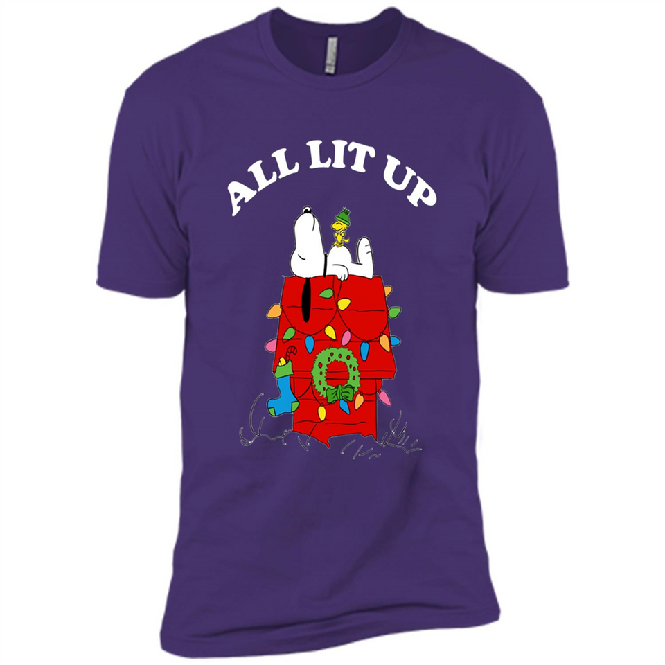 Peanuts By Schulz Snoopy Young Men_s Christmas SweatShirt - Premium Short Sleeve T-Shirt