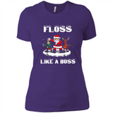 Floss Like A Boss Santa Flossing Dance Funny - Ladies' Boyfriend T-Shirt